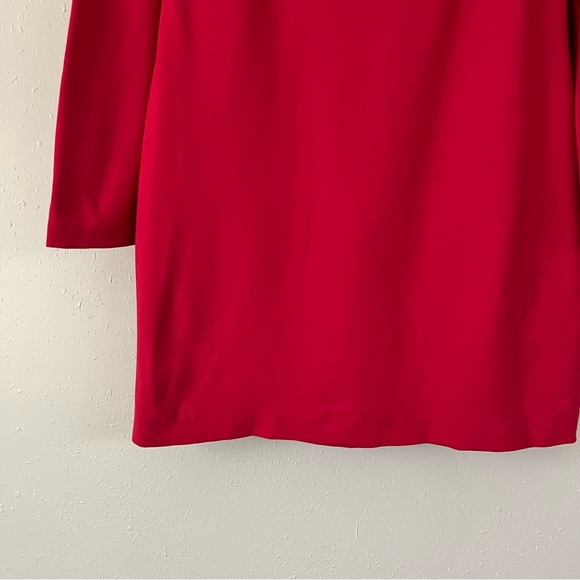 Trina Turk Red Long Sleeve Round Neck Shift Dress Size 10 - Picture 8 of 12